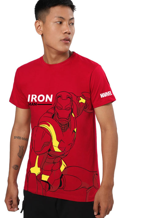 Bewakoof Official Marvel Merchandise Iron Man Mens Graphic Print Regular Fit Half Sleeve Round Neck Pure Cotton T-Shirt_666407_