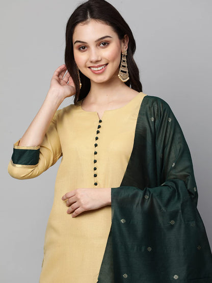 ANNI DESIGNER Women's Cotton Straight?urta with Palazzo (KUR117)