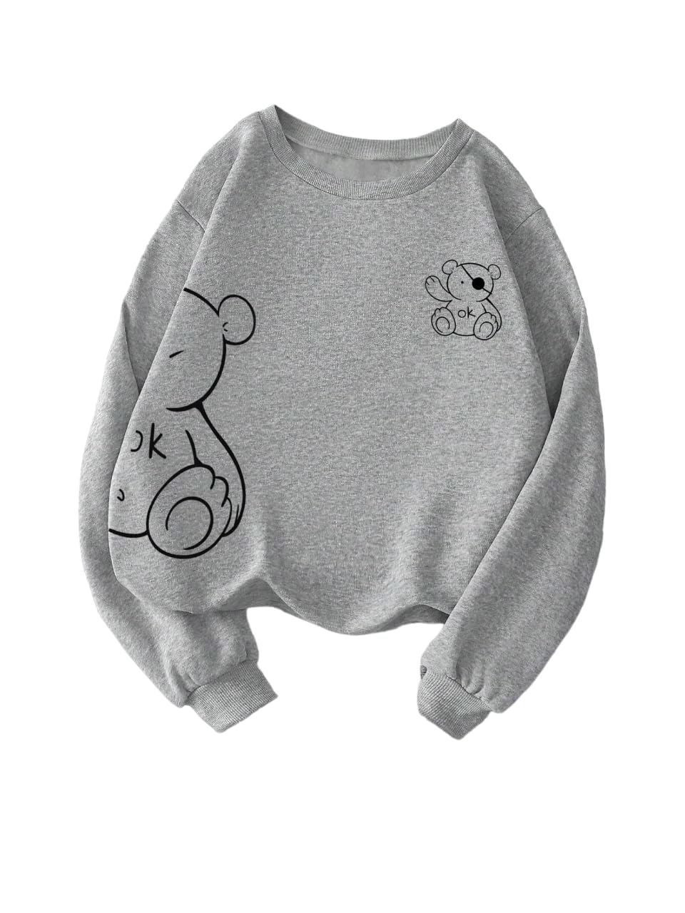 TAGAS Womens Fleece Regular Fit Pullover Round Neck Sweatshirt || Winter Wear (WSS-1) Grey