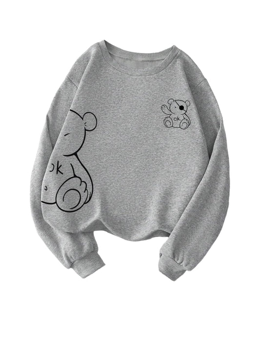 TAGAS Womens Fleece Regular Fit Pullover Round Neck Sweatshirt || Winter Wear (WSS-1) Grey