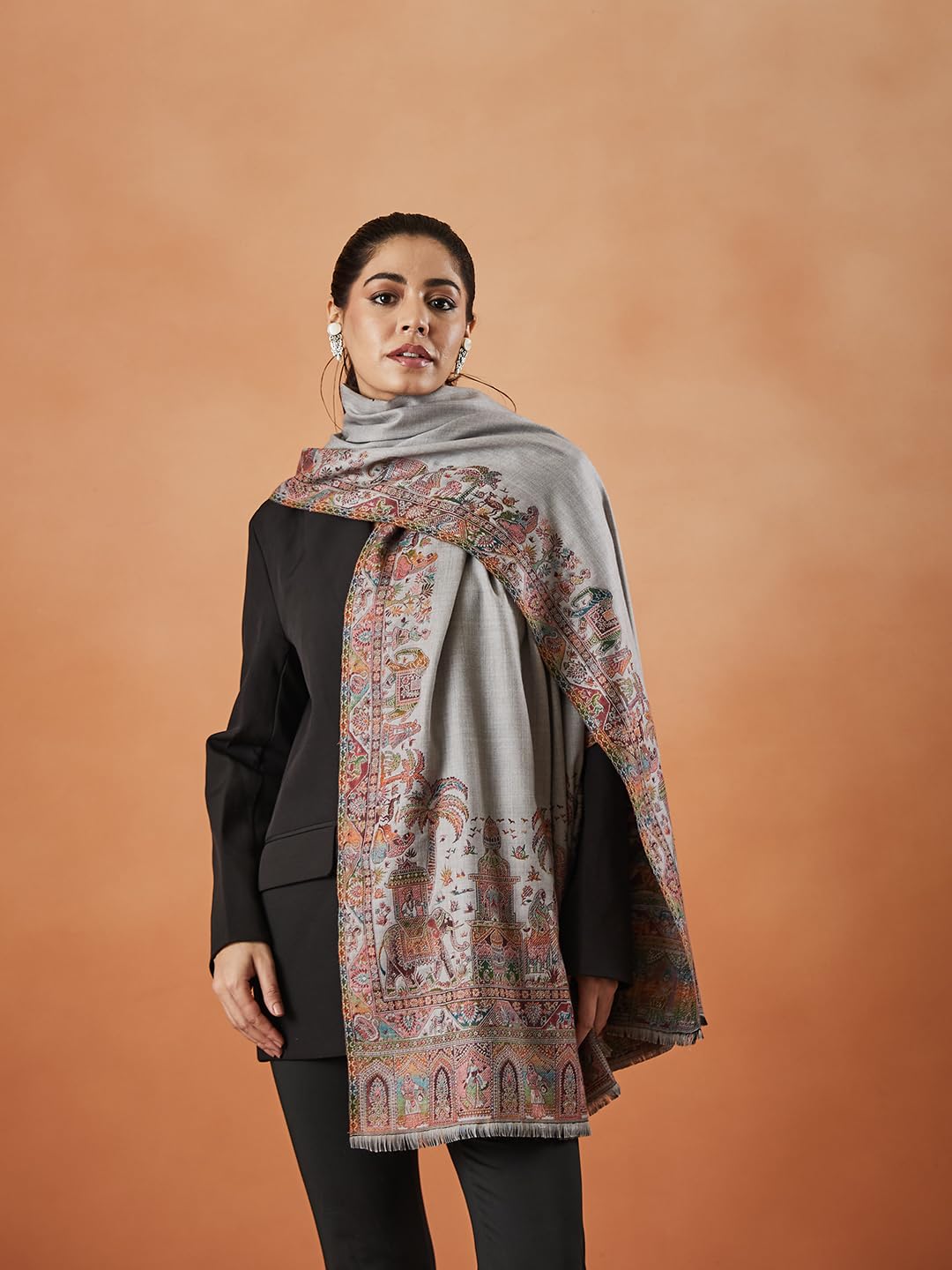 Pashmoda Women Gulzaar Kashmiri Jamawar Woven Shawl (Size: 101X203 CM)