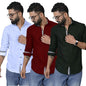 PinkMint Combo Shirt for Men Cotton Spraed Collar Long Sleeve Formal Shirt (Pack of 3)
