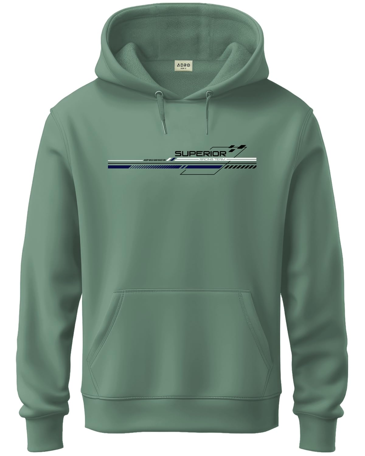 ADRO Men's Cotton Blend Neck Hooded Sweatshirt (H24-RAC-PT_Pista