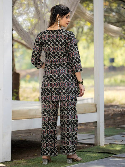 Tee Projekt Cotton Ethnic Wear Co Ord Set For Women | Co Ord Set For Women Stylish Black