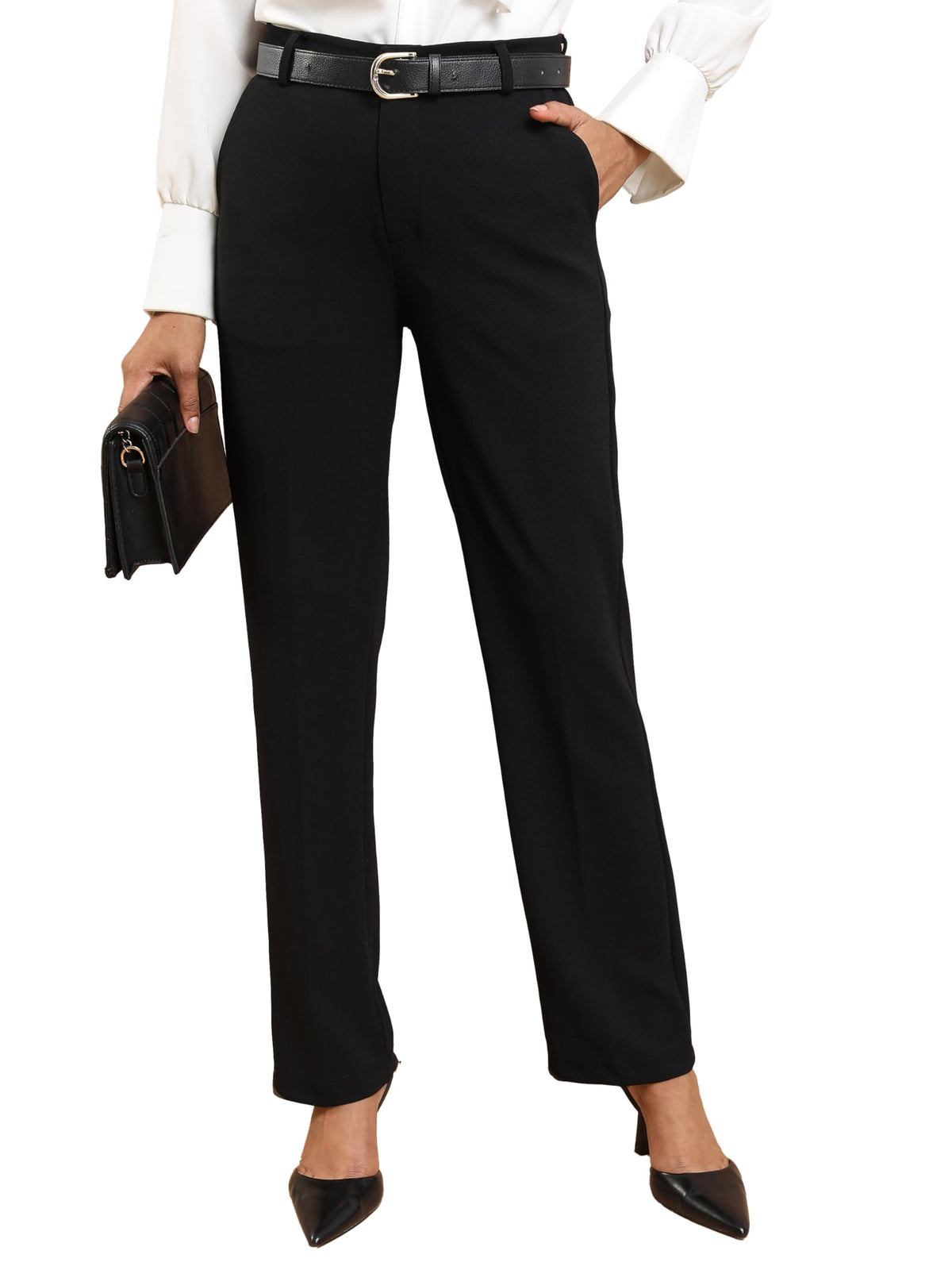 Ketch WomenS Regular Mid Rise Casual Pants (Khpn000018_Black,Small