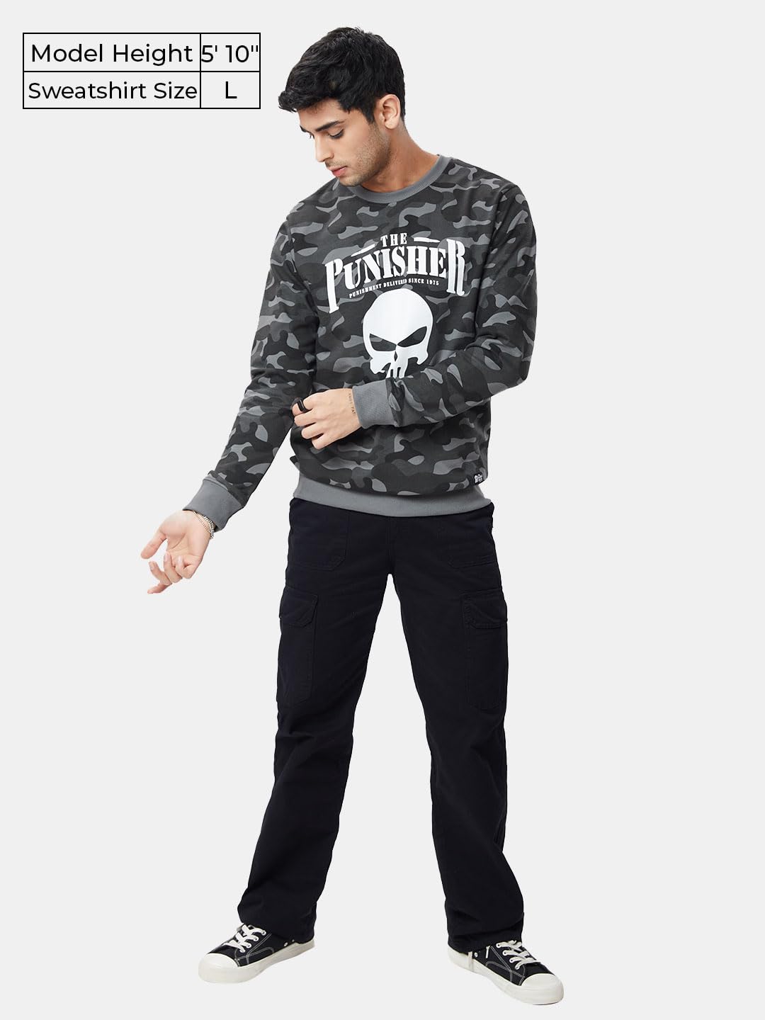 The Souled Store|Official Punisher: Logo Mens and Boys Sweatshirts|Full Sleeve|Regular fit Graphic Printed| 60% Cotton 40% Polye