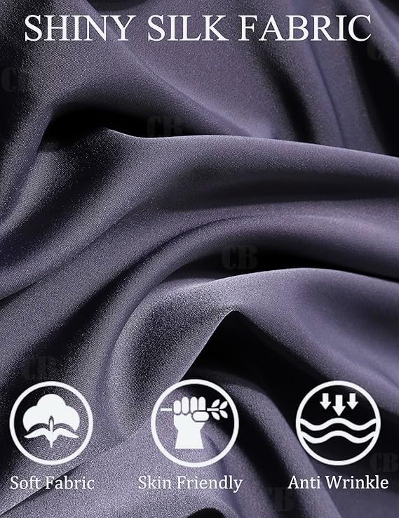 CB-COLEBROOK Men Luxury Satin Silk Dress Shirt - Long Sleeve, Satin, Shiny Button Down, Prom, Wedding Party Shirt (in, Alpha, L,