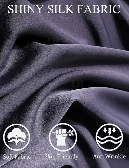 CB-COLEBROOK Men Luxury Satin Silk Dress Shirt - Long Sleeve, Satin, Shiny Button Down, Prom, Wedding Party Shirt (in, Alpha, L,