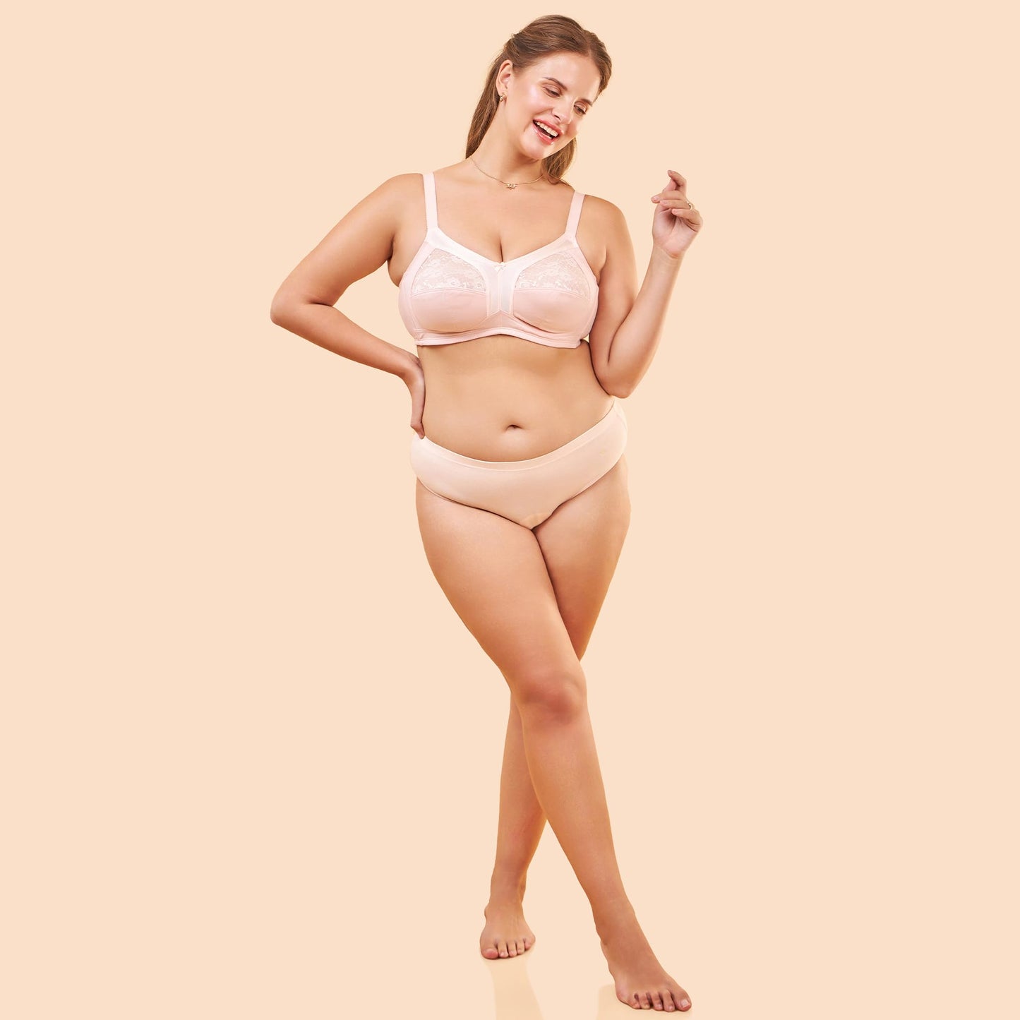 Enamor A014 Super Contouring M-Frame Full Support Bra - Supima Cotton, Non-Padded, Wirefree & Full Coverage Pearl
