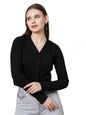 Rigo Casual Wear V Neck Rib Knit Top for Women | Slim Fit Long Sleeves Western Tops for Women