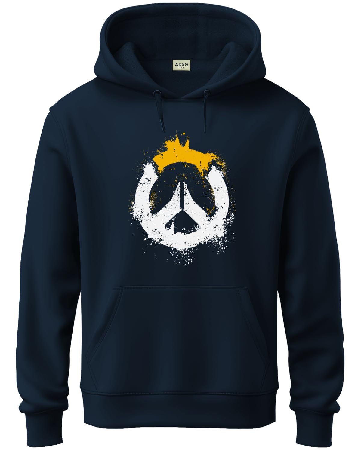 ADRO Mens Cotton Neck Hooded Sweatshirt (H24-M-PC-NB_Navy Blue