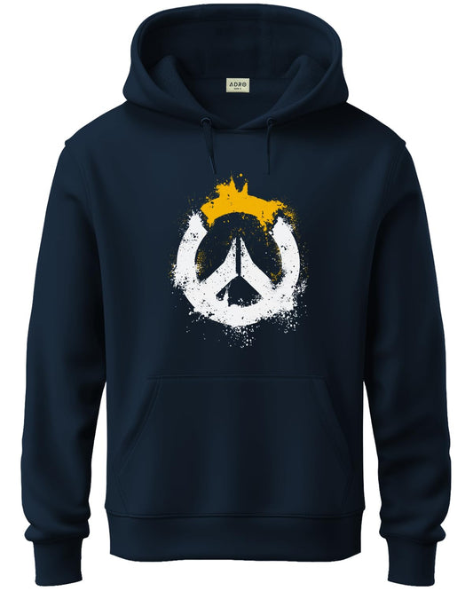 ADRO Mens Cotton Neck Hooded Sweatshirt (H24-M-PC-NB_Navy Blue