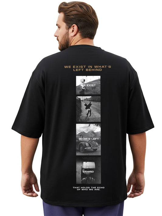 Bewakoof Plus Mens Graphic Print Oversized Fit Half Sleeve Round Neck Cotton Plus Size T-Shirt_694227_Black_4XL
