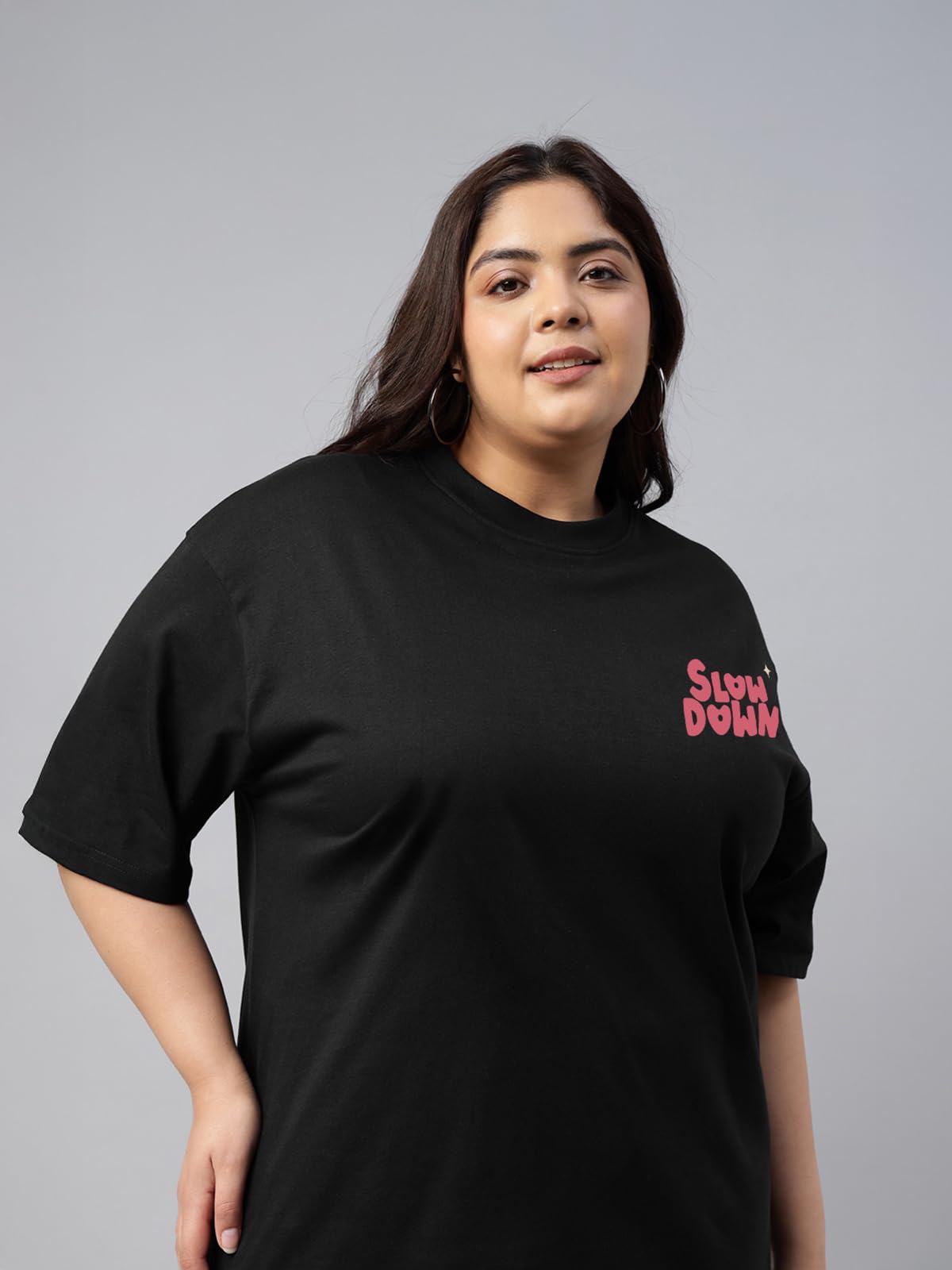 Juneberry 100% Pure Cotton Oversized Fit Latest & Trendy All Over Prints Half Sleeve Plus Size T-Shirt For Women & Girls (Ps_Jbs