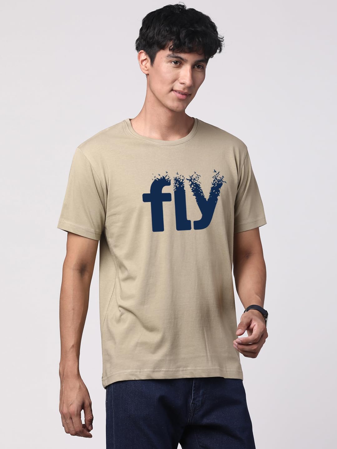 ADRO Fly Mens Printed T-Shirts (RN23-M-FLY-BE_Beige)