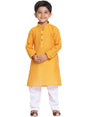 Jbn Creation Boys Pure Cotton Yellow And White Kurta Pyjama Set - Ethnic Elegance For Festivals | Comfortable Traditional Pure S