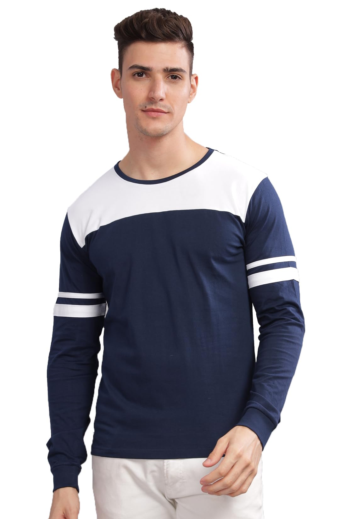 ADRO Full Sleeve Tshirt for Men | Colorblock T Shirt for Men | 100% Cotton Tshirt | Full Sleeve T-Shirt | Mens Full Sleeves T Sh