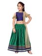 Aarika Girl's Silk Lehenga Choli Set (LCH-22115_Navy Blue-Dark Green_6-7 Years)