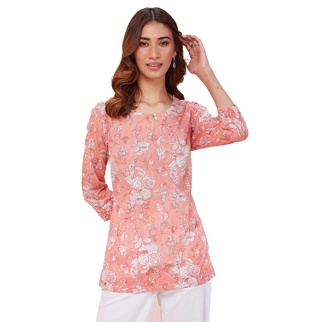 Fabindia WomenS Cotton Printed Slim Kurta (1037318Pink_Pink