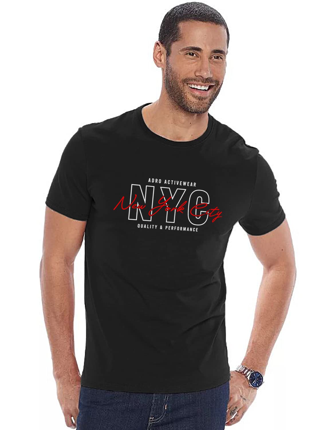 ADRO Mens NYC Cotton T-Shirt (RN22-03-NYC-BL_Black)