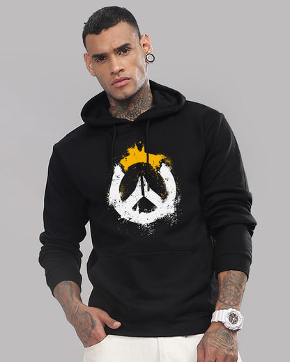 ADRO Mens Cotton Neck Hooded Sweatshirt (H24-M-PC-BL_Black