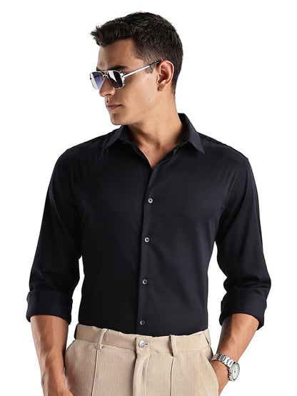 ADRO Mens Slim Fit Solid Casual Shirts | Plain Satin Evening Shirt | Stylish Office or Party Shirt | All Day Fresh Spread Colla