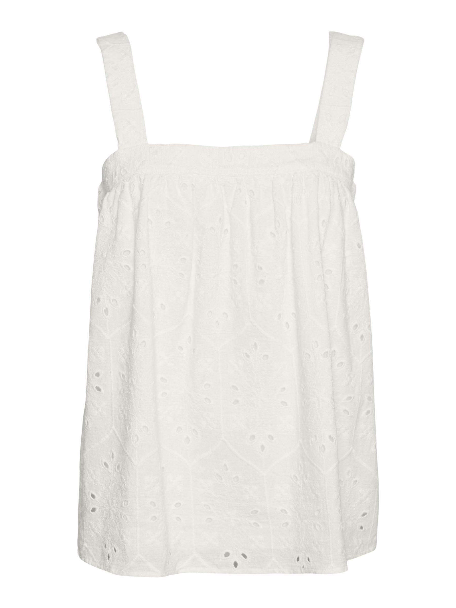 Vero Moda Women Self-Design White Cotton Fit & Flare Crop Top
