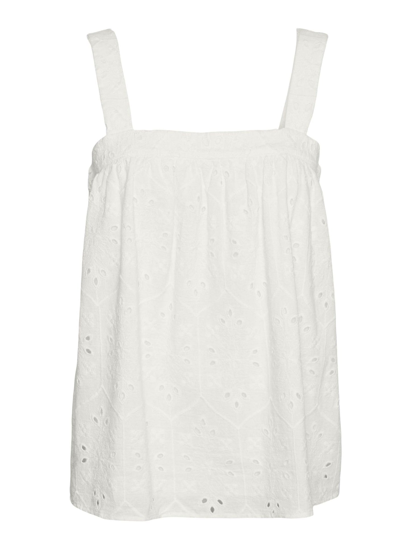 Vero Moda Women Self-Design White Cotton Fit & Flare Crop Top