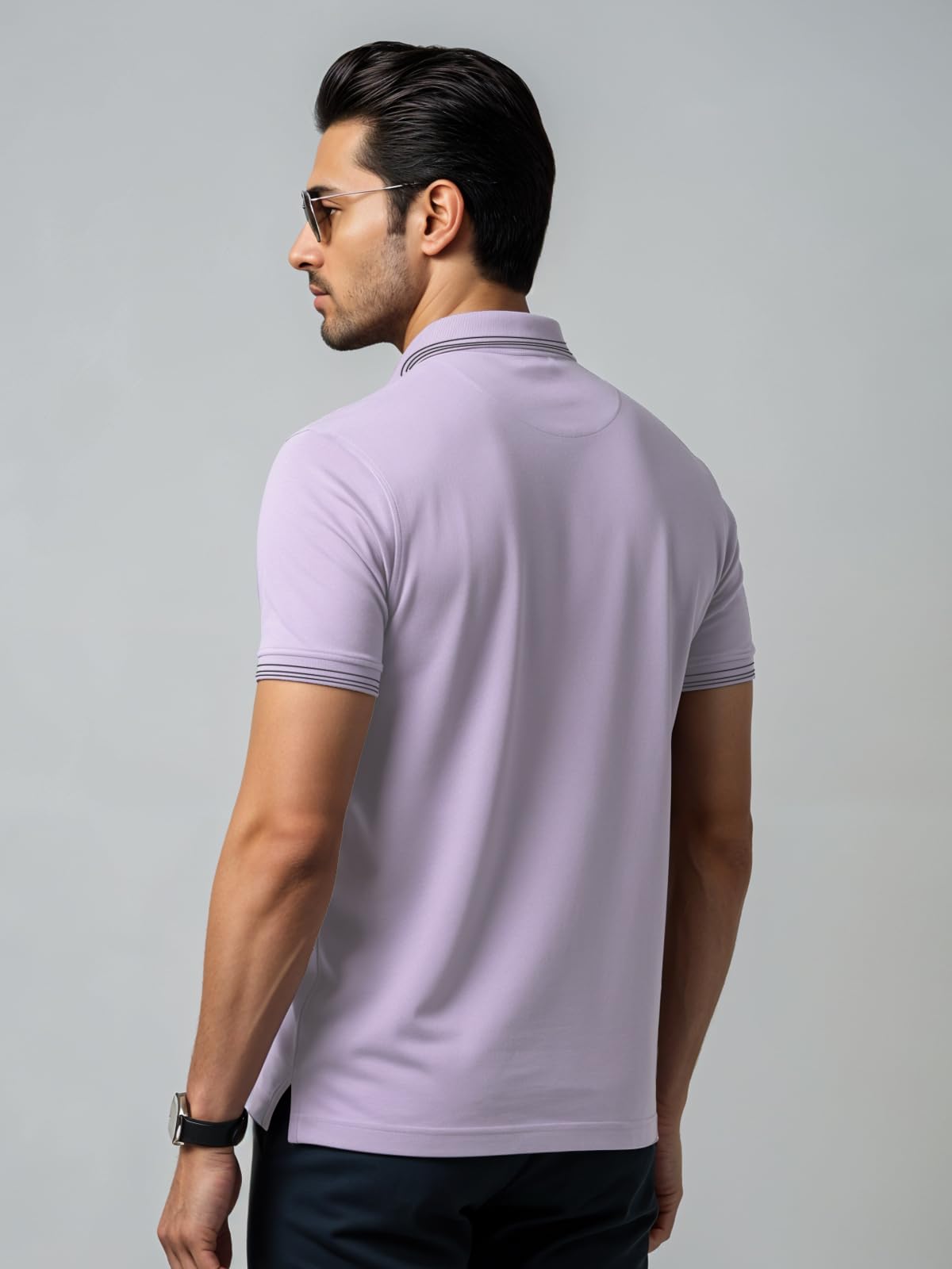 Mens Premium Cotton Polo T-Shirt | 220 GSM Soft Fabric | Casual Stylish Look | Contrast Collar Design Lavender Polo T Shirt | Po
