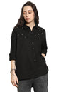 High Star Classic Spread Collar Oversized Cotton Casual Shirt Black