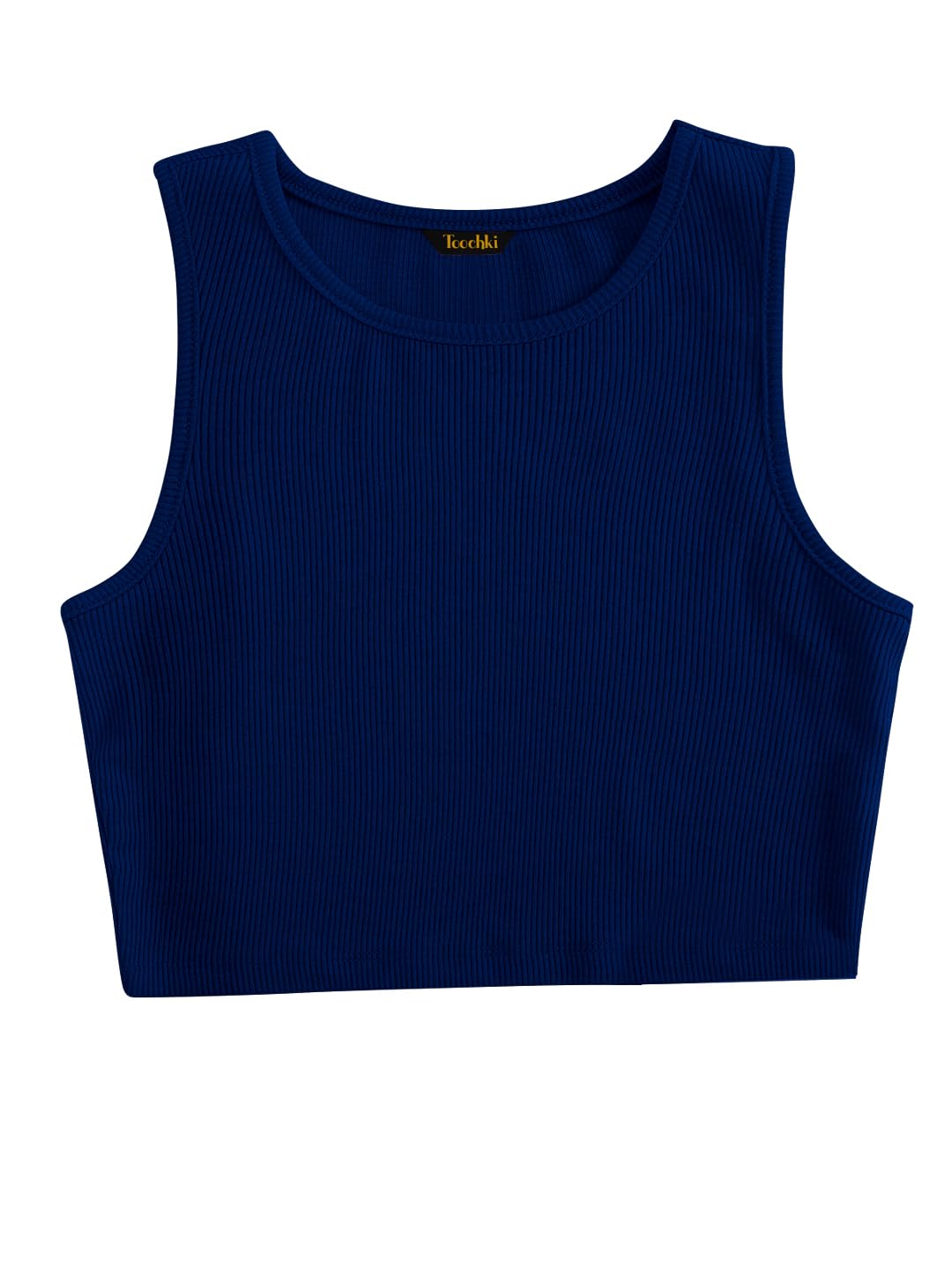 Toochki Tops for Woman | Spandex Top | Crop | Short | Western | for Jeans | Sleeveless | Stretchable | Navy Blue