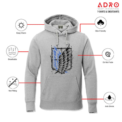 ADRO Men's Cotton Neck Hooded Sweatshirt (H22-2-WINN-GR_Grey)