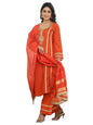 Greciilooks Elegant Orange Chanderi Silk Straight Suit Set For Women With Embroidered Kurta, Pants & Dupatta, Festive & Ethnic W