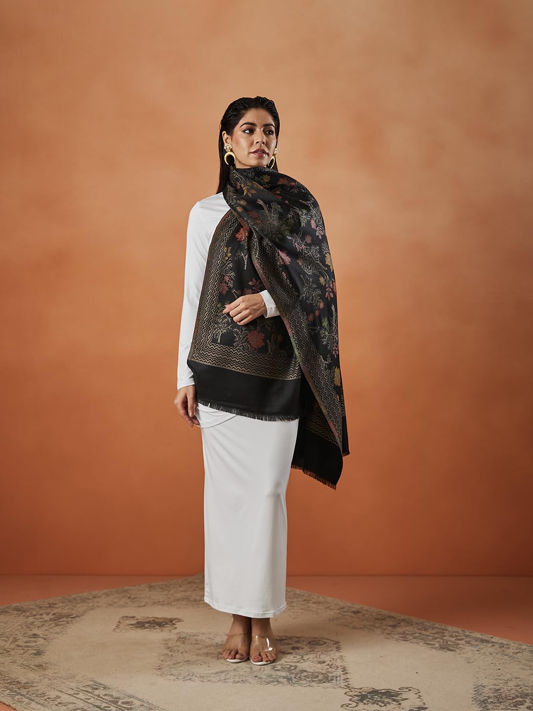 Pashmoda Women Nayab Kaani Wool Blend Stole (Size : 71X203 CM)