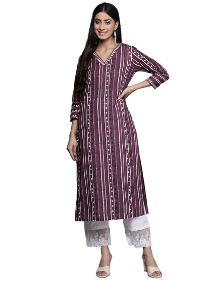 Varanga WomenS Cotton Kurta (Vkur1106_Purple