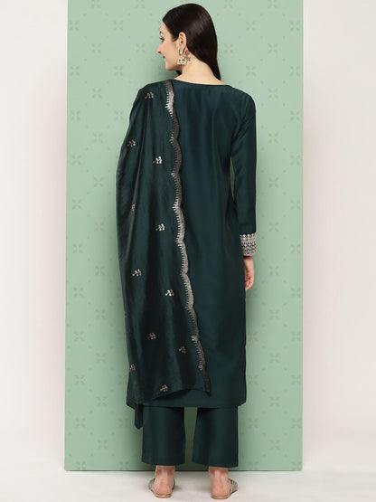 Libas WomenS Silk Kurta Sets (48079_Green