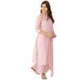 GoSriKi Women's Cotton Blend Straight Printed Kurta with Palazzos & Dupatta (Shopping-Pink-Go-1)