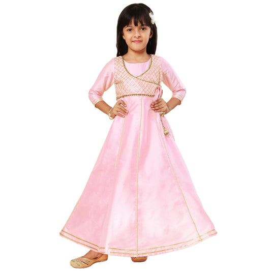 A.T.U.N. (ALL THINGS UBER NICE) Girls Woven Design Gota Jacket Anarkali Gown