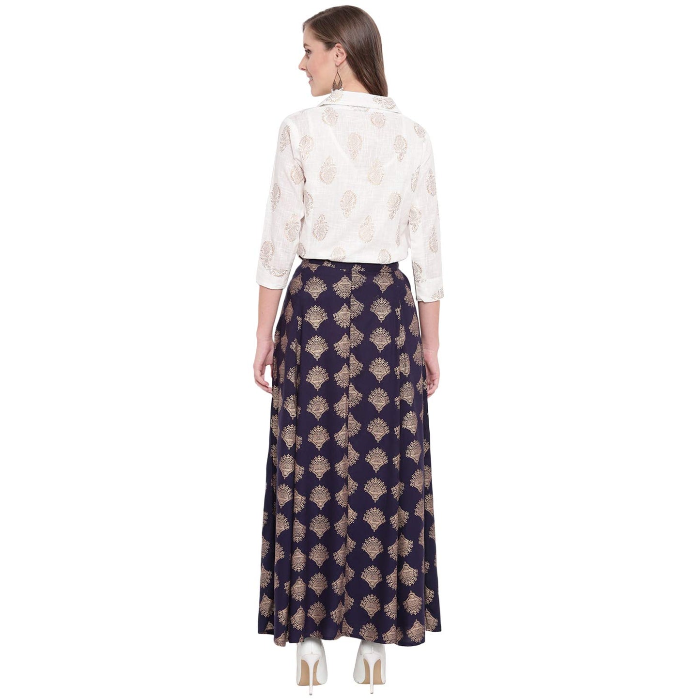 Stylum Womens Printed Rayon Blend Shirt Skirt Set