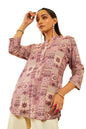 Soch Womens Purple Rayon Ethnic Motif Foil Printed Mandarin Collar Tunic