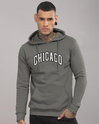 ADRO Men's Cotton Neck Hooded Sweatshirt (H24-CAGO-SG_Steel Grey