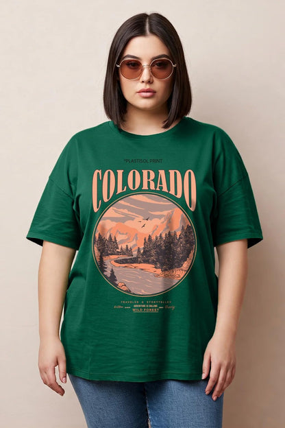 Juneberry 100% Pure Cotton Oversized Fit Latest & Trendy All Over Prints Half Sleeve Plus Size T-Shirt For Women & Girls (Ps_Jbc