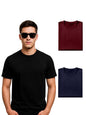 Veirdo Mens Cotton Regular Fit Short Sleeve Solid Round Neck T-Shirt