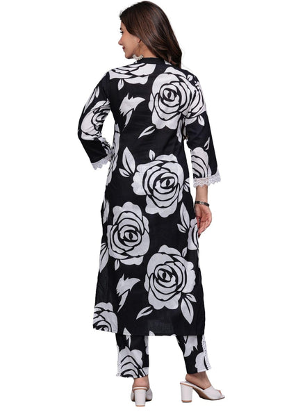 Rytras WomenS Pure Cotton Printed Straight Kurta Set With Palazzo Pants - Ethnic Wear