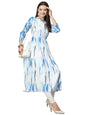 ANNI DESIGNER Women's Cotton Blend Floral Printed Anarkali Dress Kurta (TUROLI-Sky-NW)