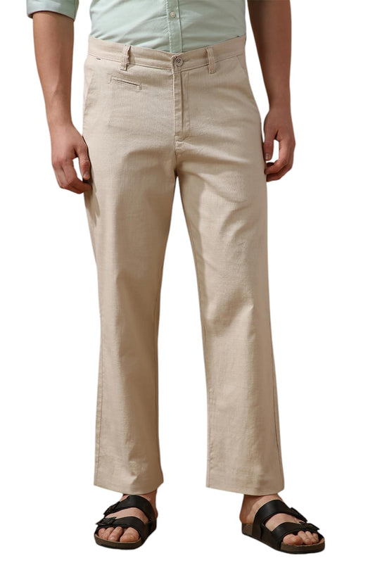 Dennis Lingo Men Beige Solid Straight fit Trousers