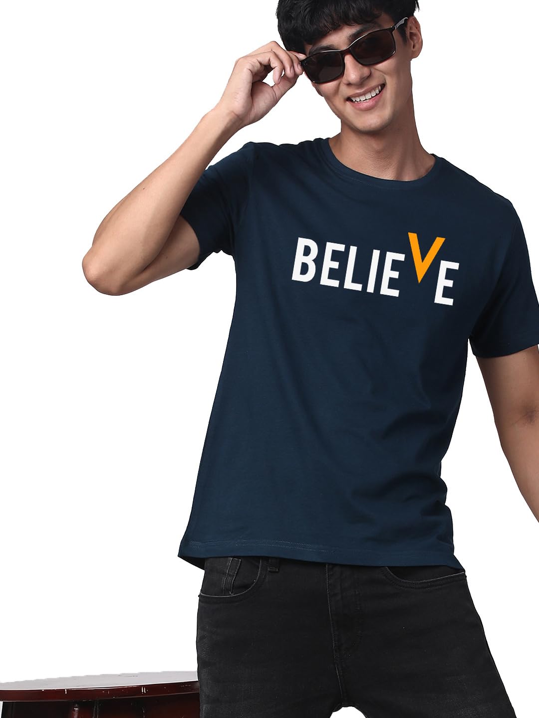 ADRO Men's Believe Design Printed T-Shirt (S)
