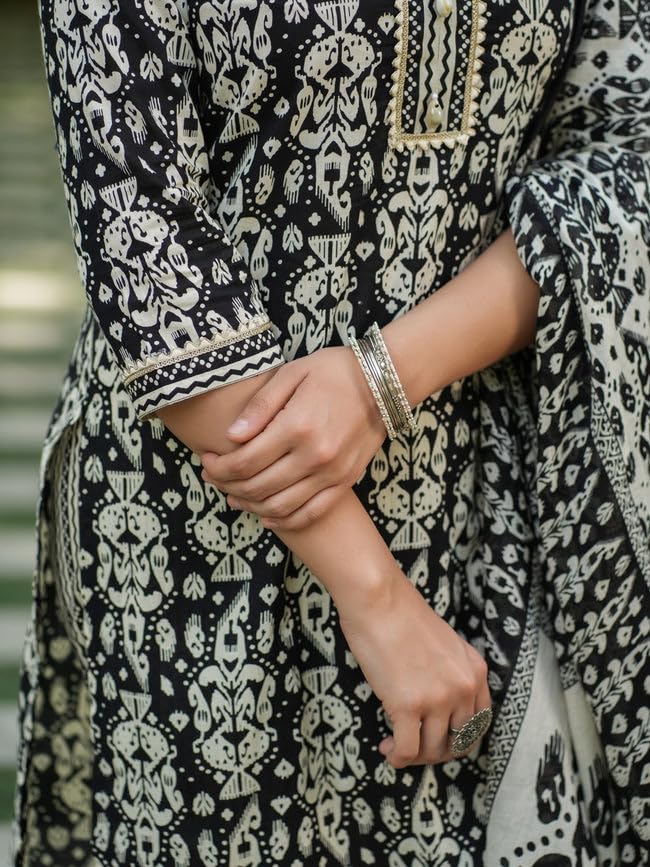 Leriya Fashion Womens Rayon Regular Kurta Set with Dupatta (LF-W.Kurta SET-K2759&P181&D119_Black