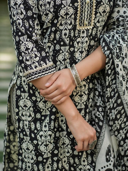 Leriya Fashion Womens Rayon Regular Kurta Set with Dupatta (LF-W.Kurta SET-K2759&P181&D119_Black