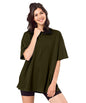 SHODOX Bio-Washed Anti Bacterial 100% Pure Cotton Womens Oversized Solid T-Shirt | Cozy Soft, Less Wrinkles Loose Fit, Drop Shou